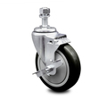 Service Caster 5 Inch Black Polyurethane Wheel Swivel ½ Inch Threaded Stem Caster with Brake SCC-TS20S514-PPUB-BLK-TLB-121315